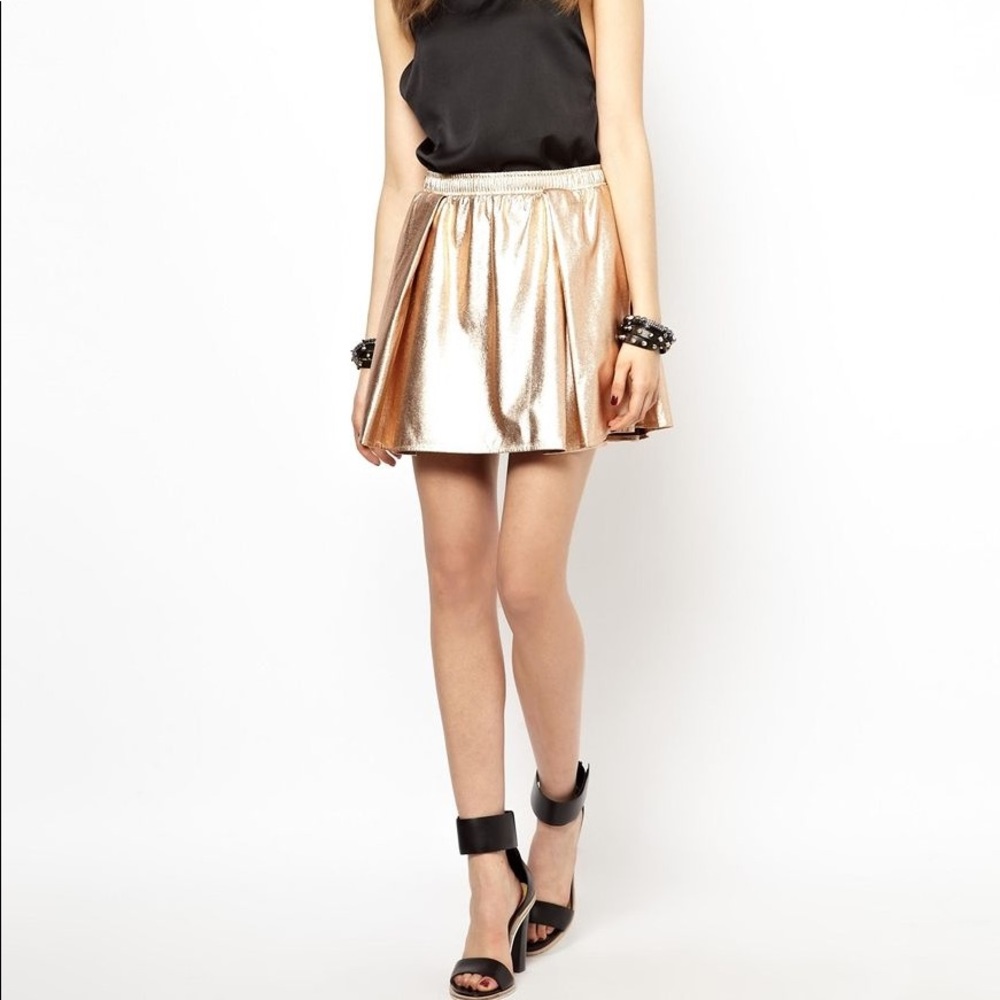 Rose Gold Metallic BCBGeneration Skirt with Pocket